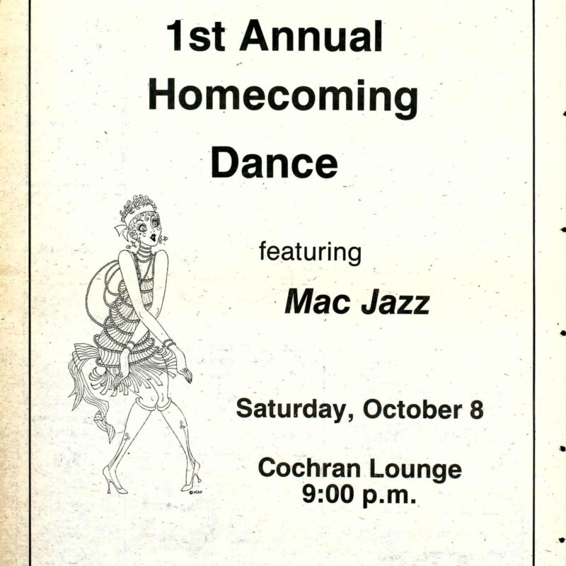 Homecoming ad 1983 (Mac Weekly October 7, 1983)